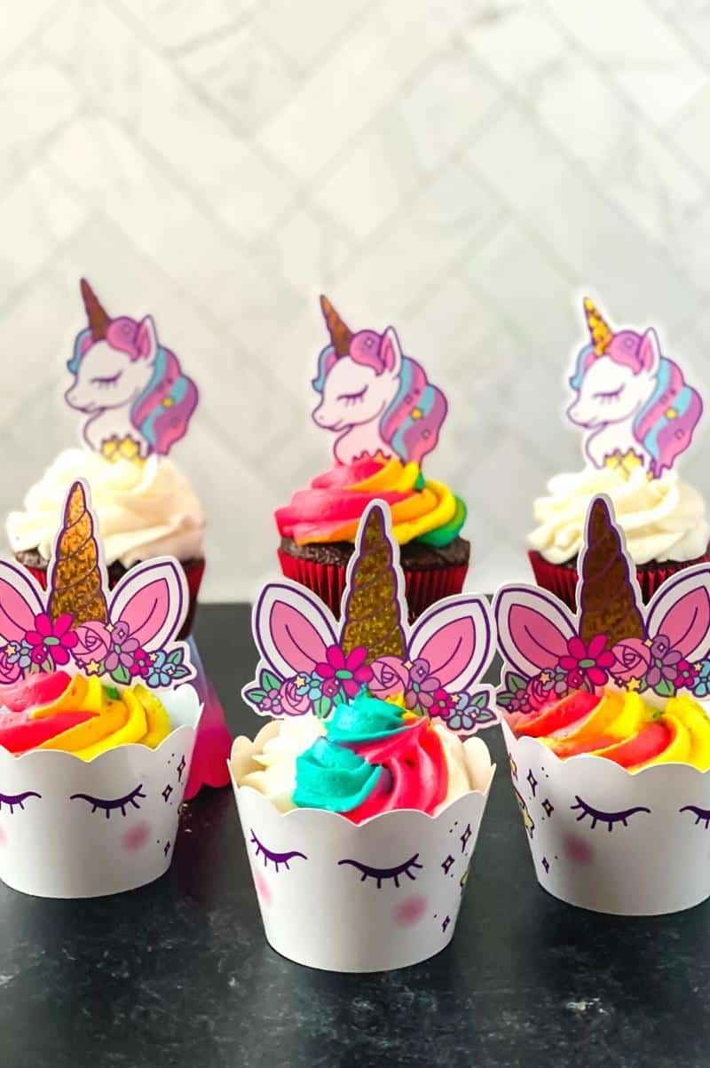 the easiest rainbow unicorn cupcakes