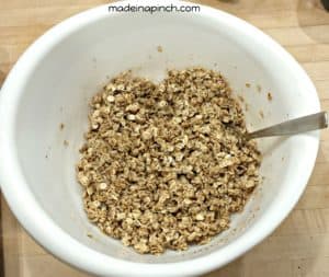 Granola wet and dry ingredients mixed together