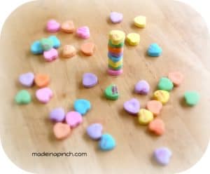 Valentine's Day candy heart stack game