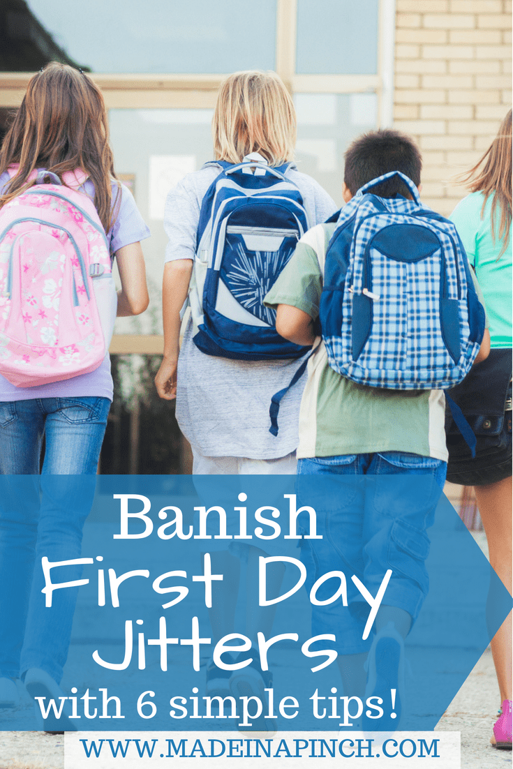While it is normal for feel a little nervous on the first day of school, you can help your kids banish those first day jitters with our tips. For more helpful tips and recipes visit Made in a Pinch and follow us on Pinterest!