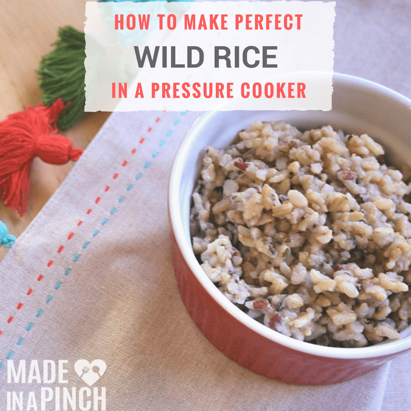 Pressure cooker wild rice social media graphic