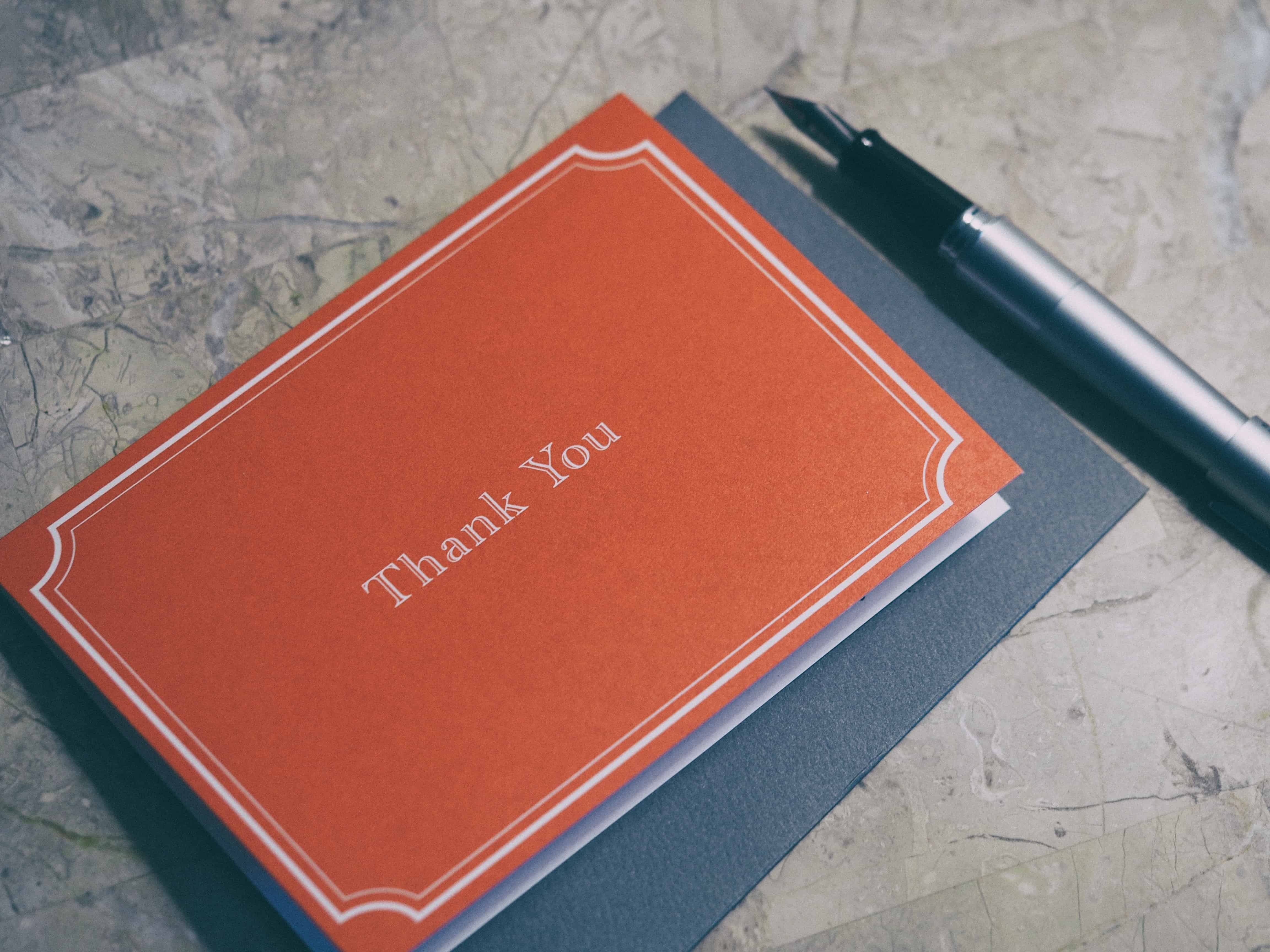 thank you card and pen
