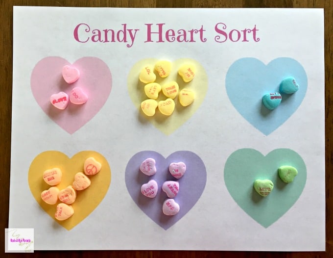Valentine's Day activity candy heart math sorting