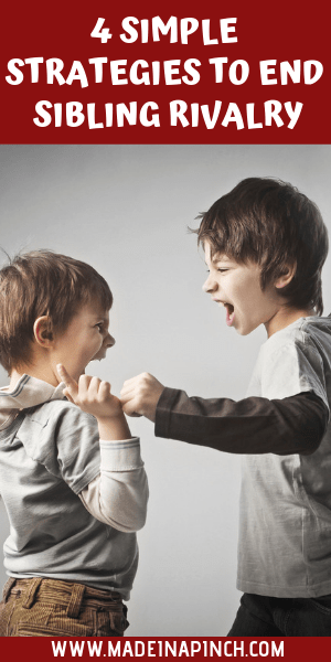 End kids fighting with 4 simple strategies! Sibling Rivalry can become a thing of the past! Follow us on Pinterest for more helpful tips and easy recipes.