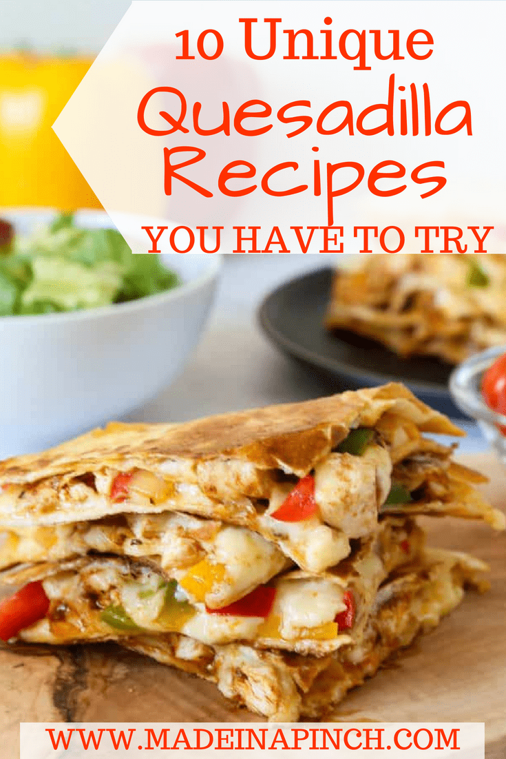 Quesadilla recipe roundup1. Grab these delicious recipes and more at Made in a Pinch and follow us on Pinterest!
