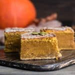 Pumpkin pie bars are easy to make and taste amazing! Grab our recipe for the best tasting easy pumpkin pie bars at Made in a Pinch. For more great recipes and helpful tips, follow us on Pinterest!