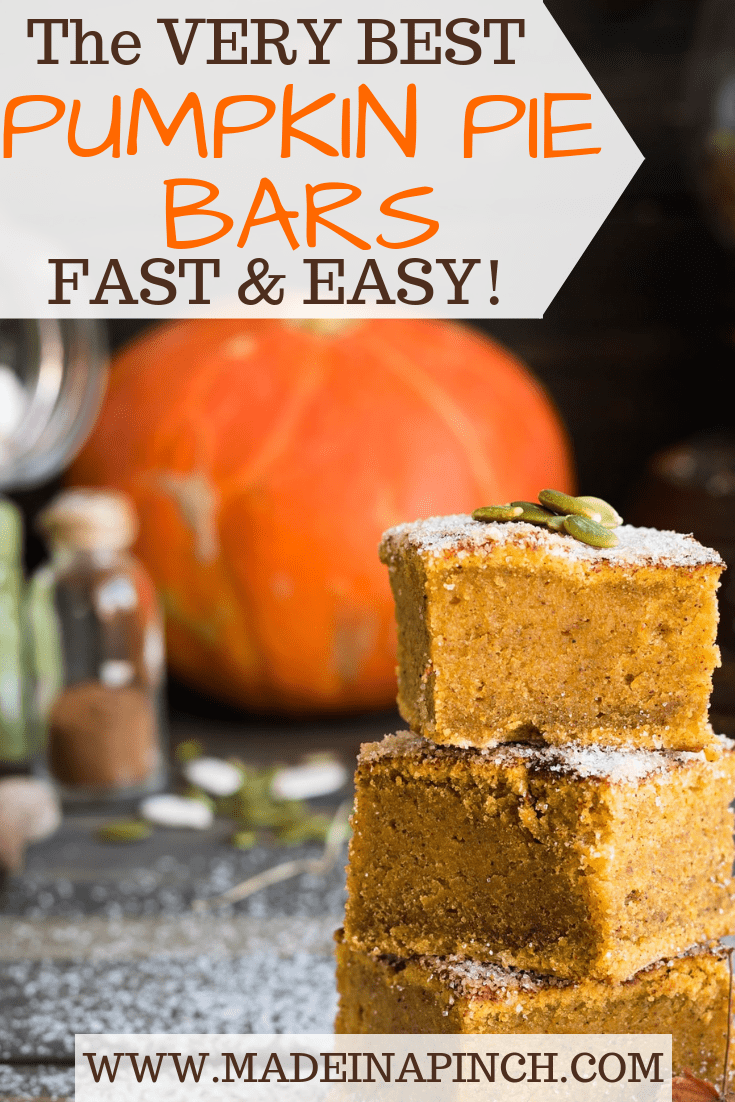 ultra easy pumpkin pie squares pin image
