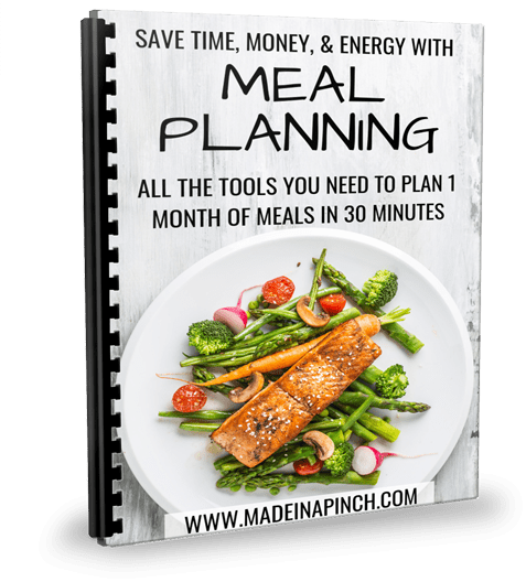 Save Time and money with meal planning. Get our meal planning package at Made in a Pinch. For more helpful tips and easy recipes, follow us on Pinterest!