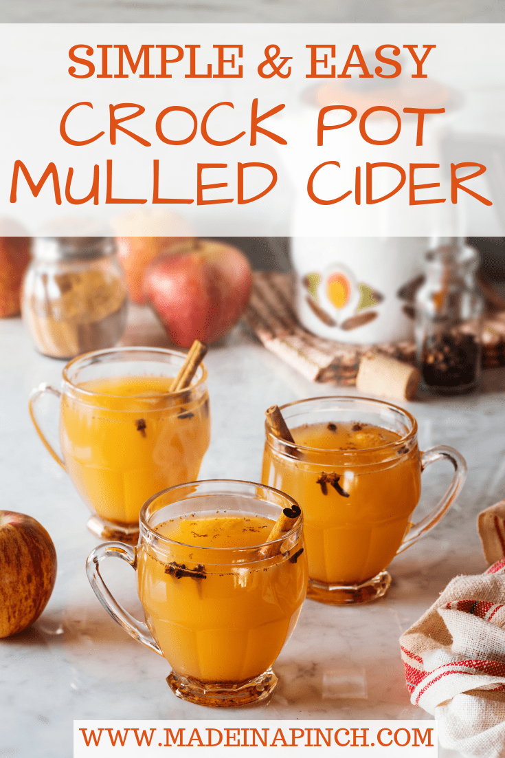 This easy crock pot mulled cider warms up the coldest of days! Grab our recipe on Made in a Pinch. For more delicious recipe and helpful family tips, follow us on Pinterest!