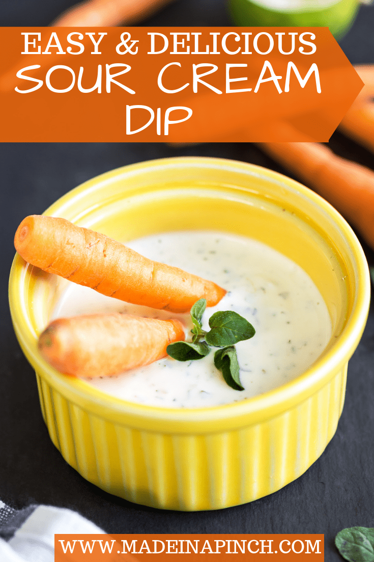 This easy sour cream dip is perfect for chips and veggies and disappears at a gathering! Get the recipe at Made in a Pinch, and for more great recipes and helpful family tips follow us on Pinterest!