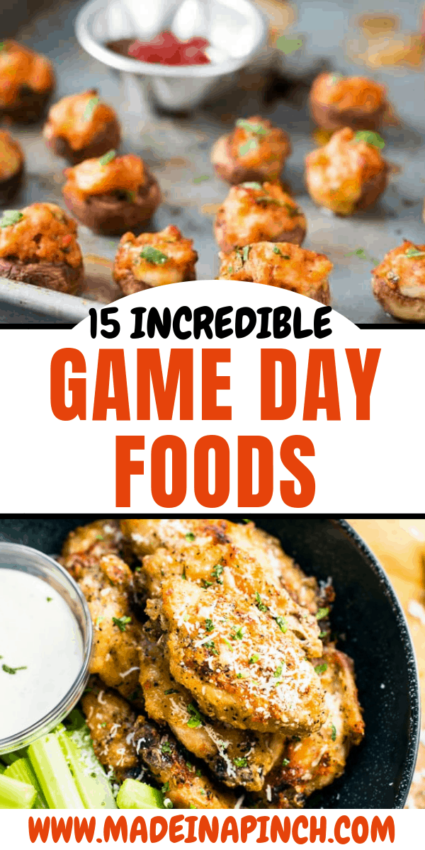 These 15 game day food ideas will disappear quickly from any get together! Grab the recipes at Made in a Pinch and follow us on Pinterest for more great recipes and helpful tips!