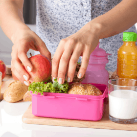 Mom packing healthy school lunch