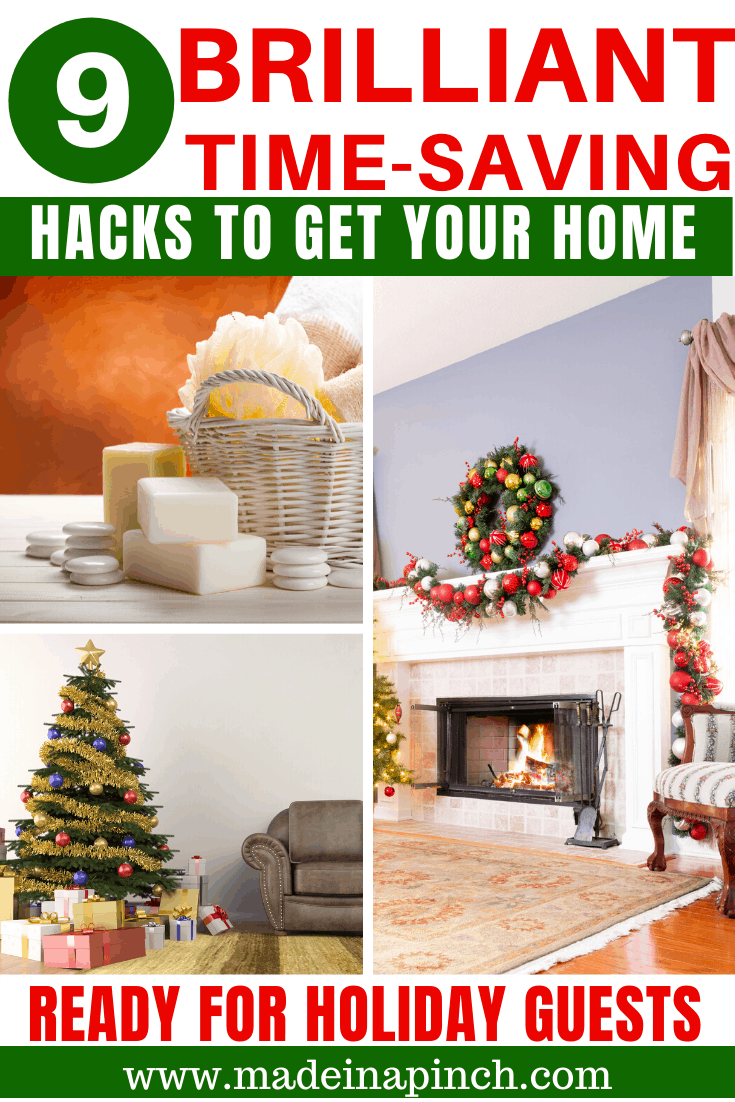 Pinterest Pin image for 9 Hacks for how to prepare your home for holiday guests