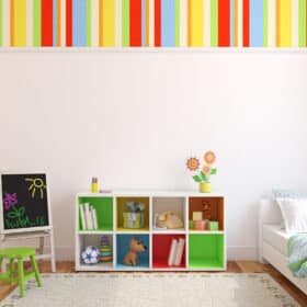 image of a clean and organized playroom as an example of how to get organized for the new year