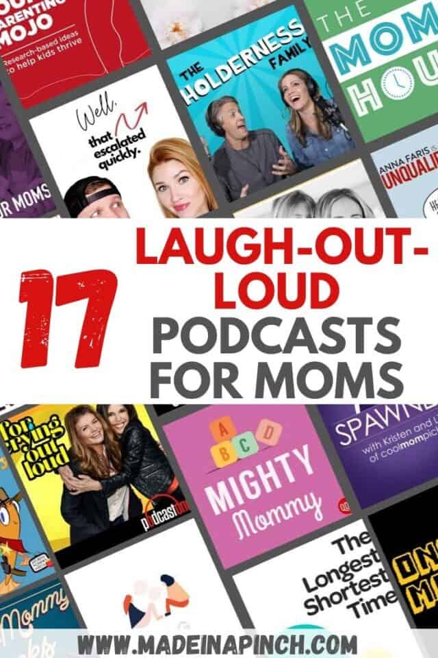 laugh out loud best mom podcast ideas pin image