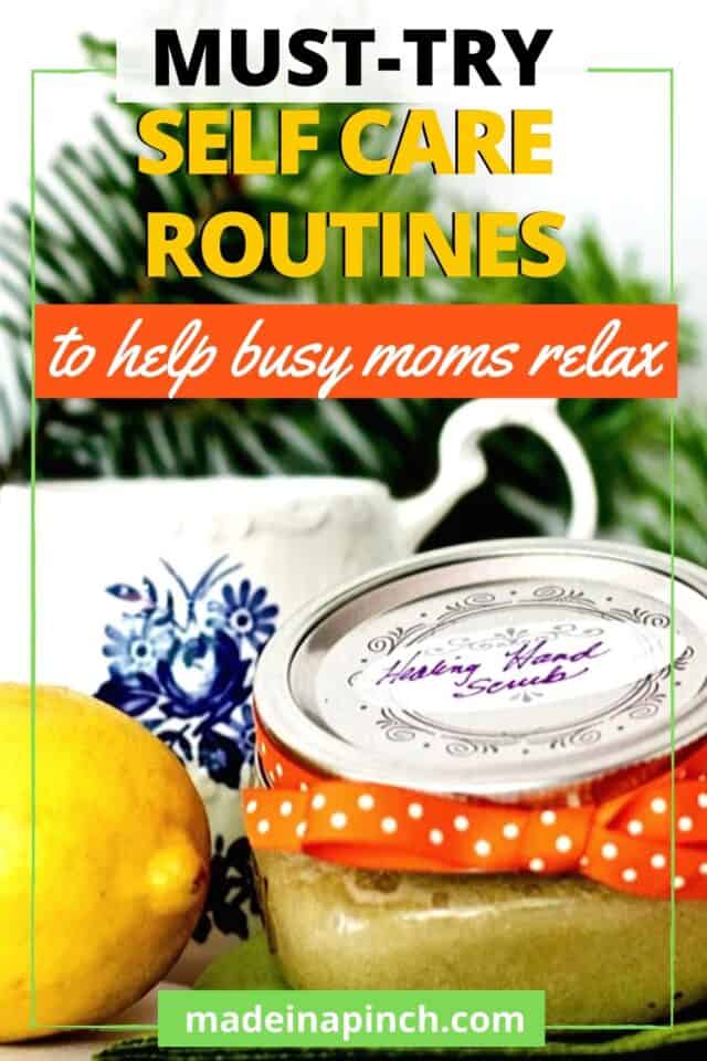 self-care routine ideas for busy moms Pinterest pin image