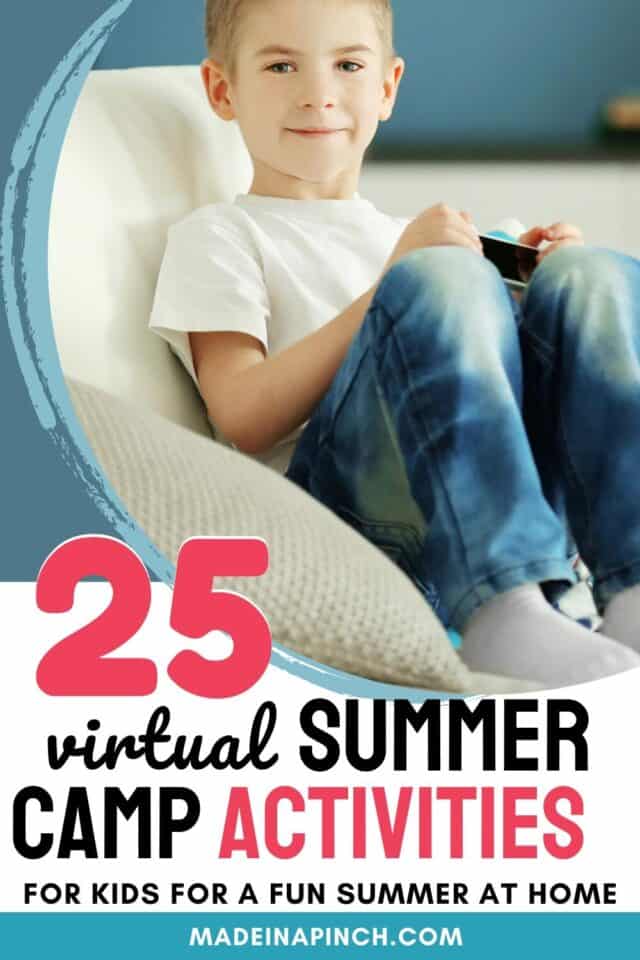 virtual summer camp activities for kids pin image