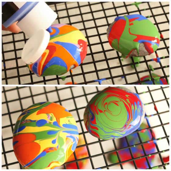 pour painted rocks craft paperweight as Father’s Day Crafts for Preschool kids to make