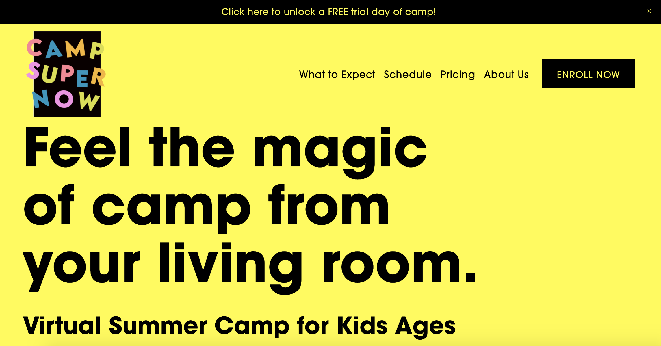 Camp SuperWow homepage