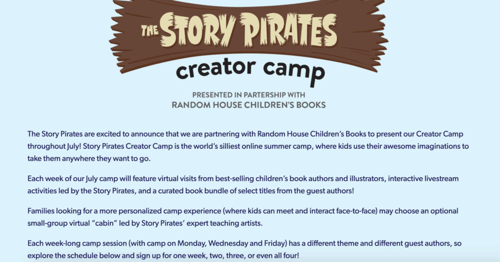 Story Pirates Creator Camp homepage