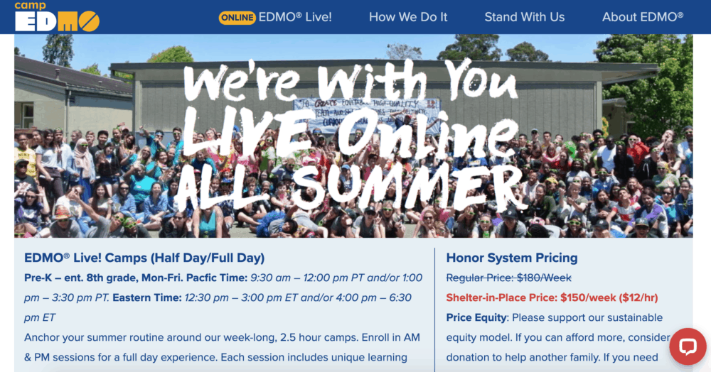 Camp Edmo summer camp homepage