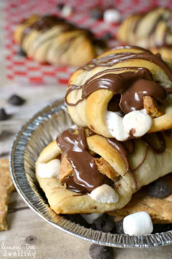 stuffed crescent rolls s'mores in the oven