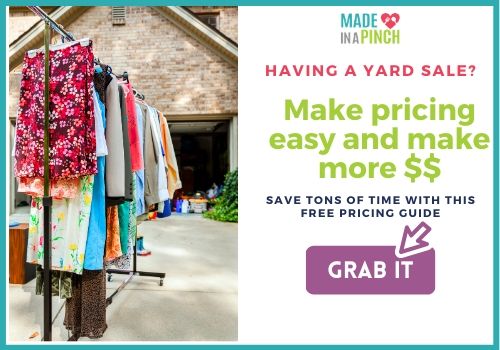 Get a free yard sale pricing guide emailed to you. 