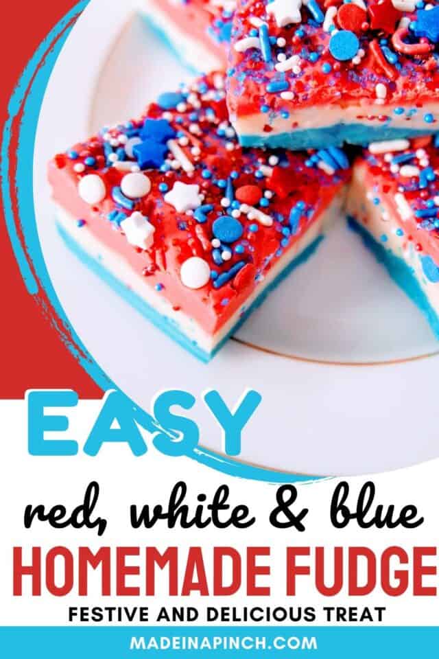 Easy Patriotic Vanilla Fudge Recipe pin image