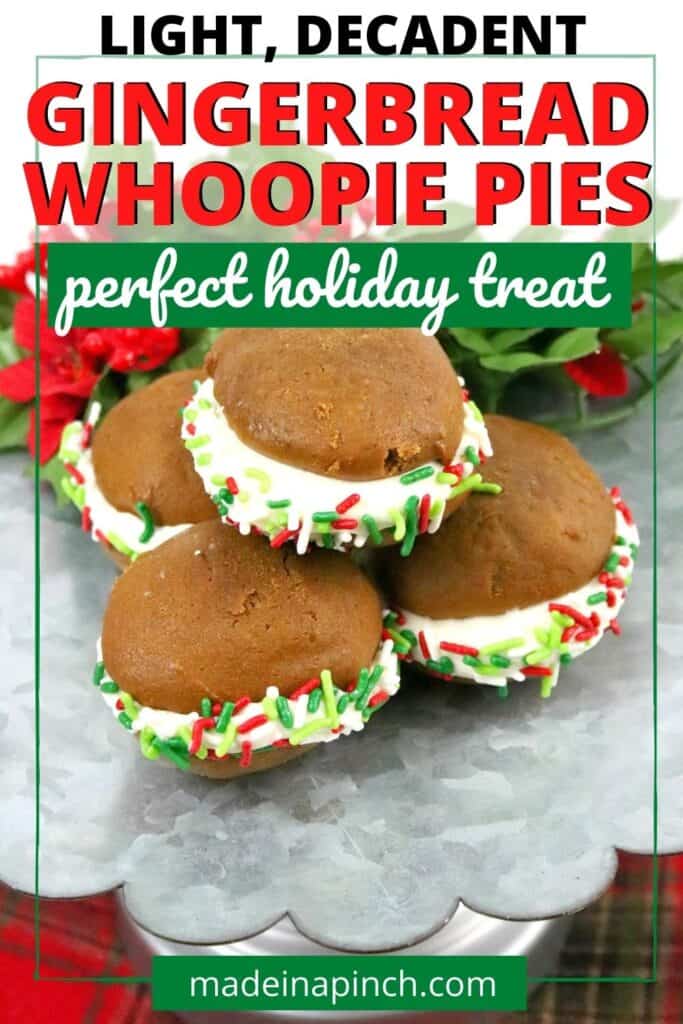 Gingerbread whoopie pies pin image