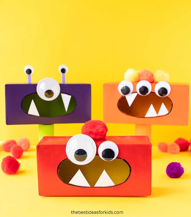 Homemade tissue box monsters