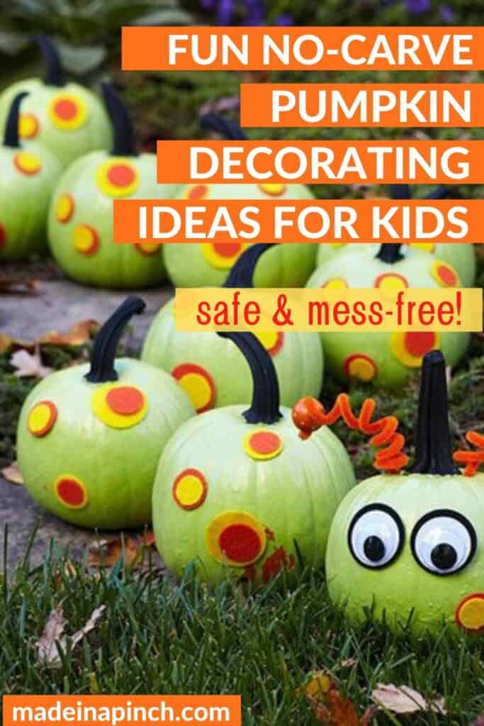 Pumpkin decorating ideas for kids pin image