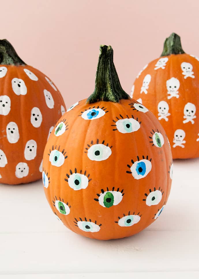 painted fingerprint pumpkin decorations