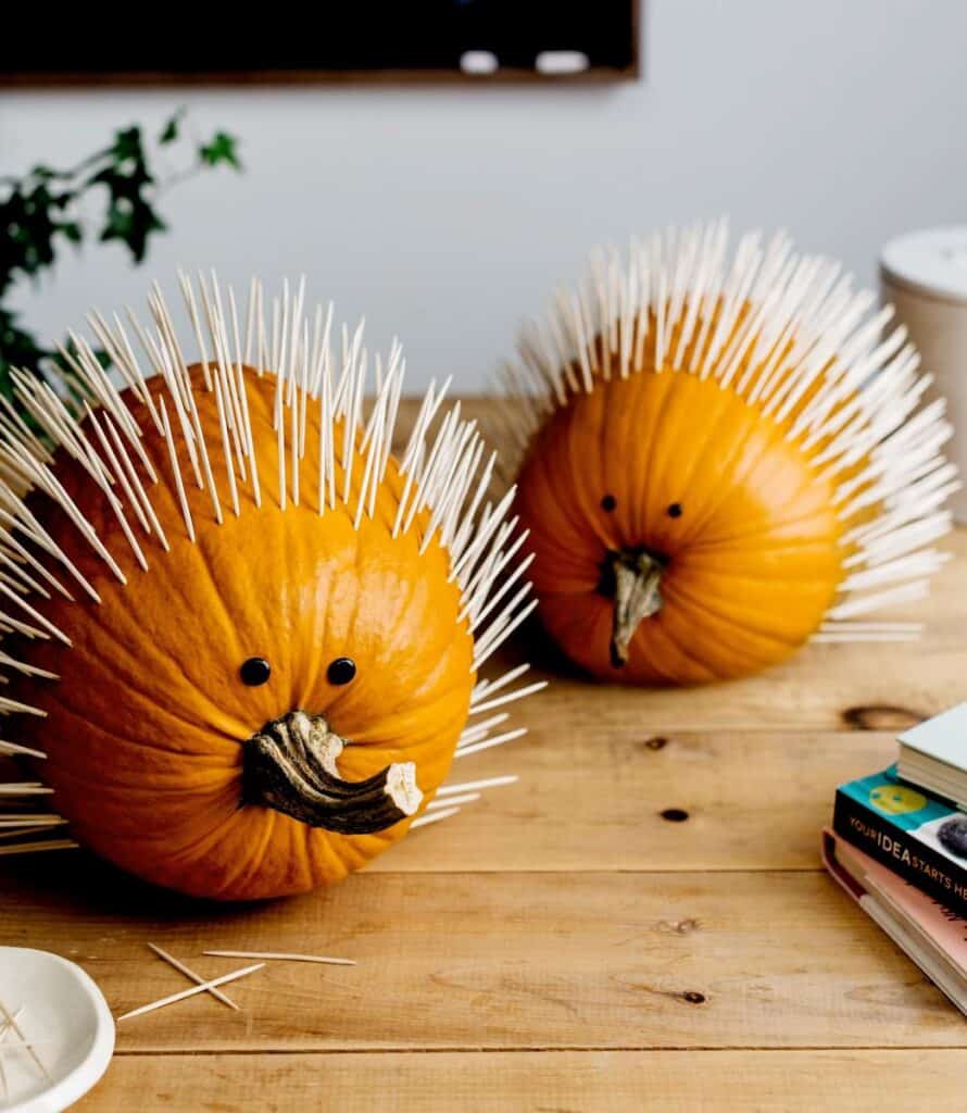 hedgehog pumpkin decorating idea