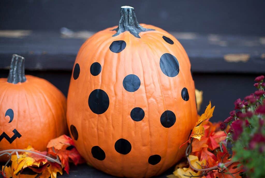 polka dot decorated pumpkin