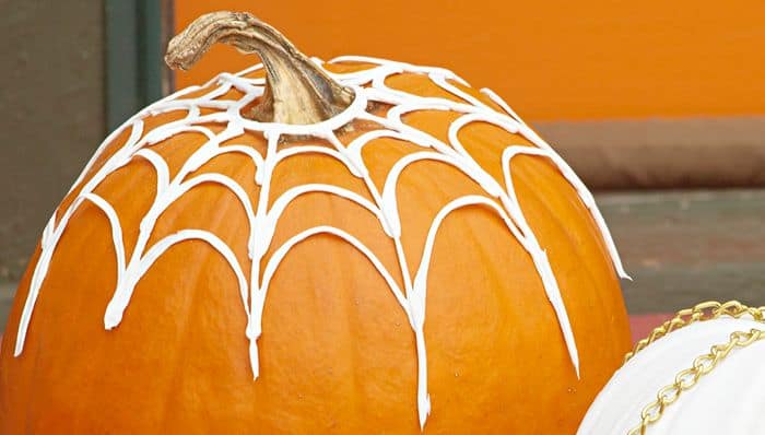 no carve spiderweb pumpkin decorating idea