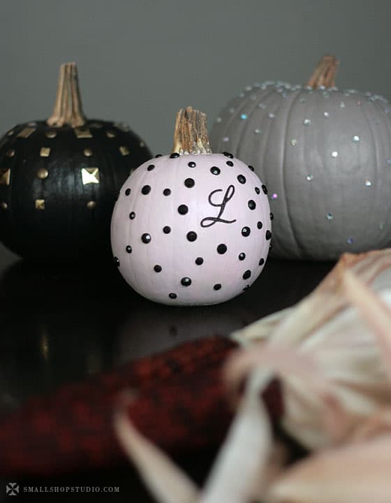 chic studded pumpkins decorating idea
