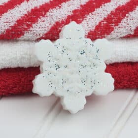 DIY sparkly snowflake soap