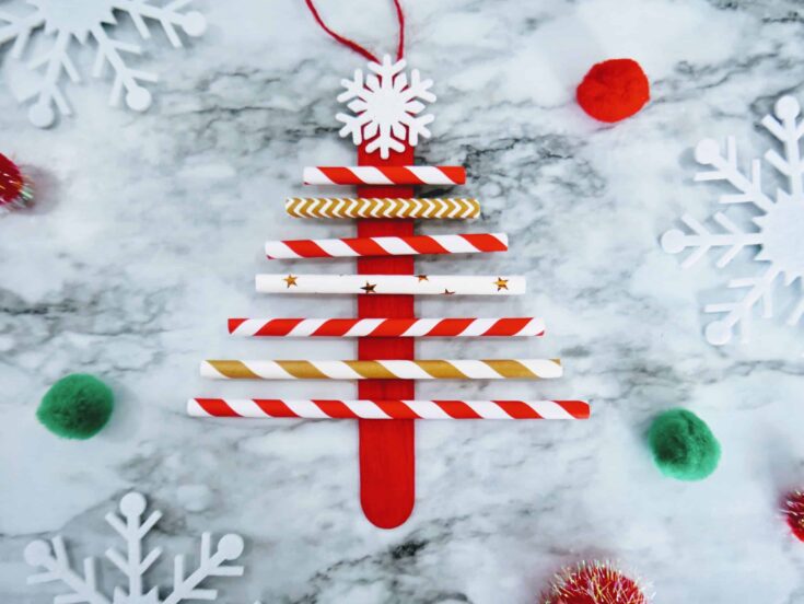 DIY Paper Straw Christmas Tree Ornament