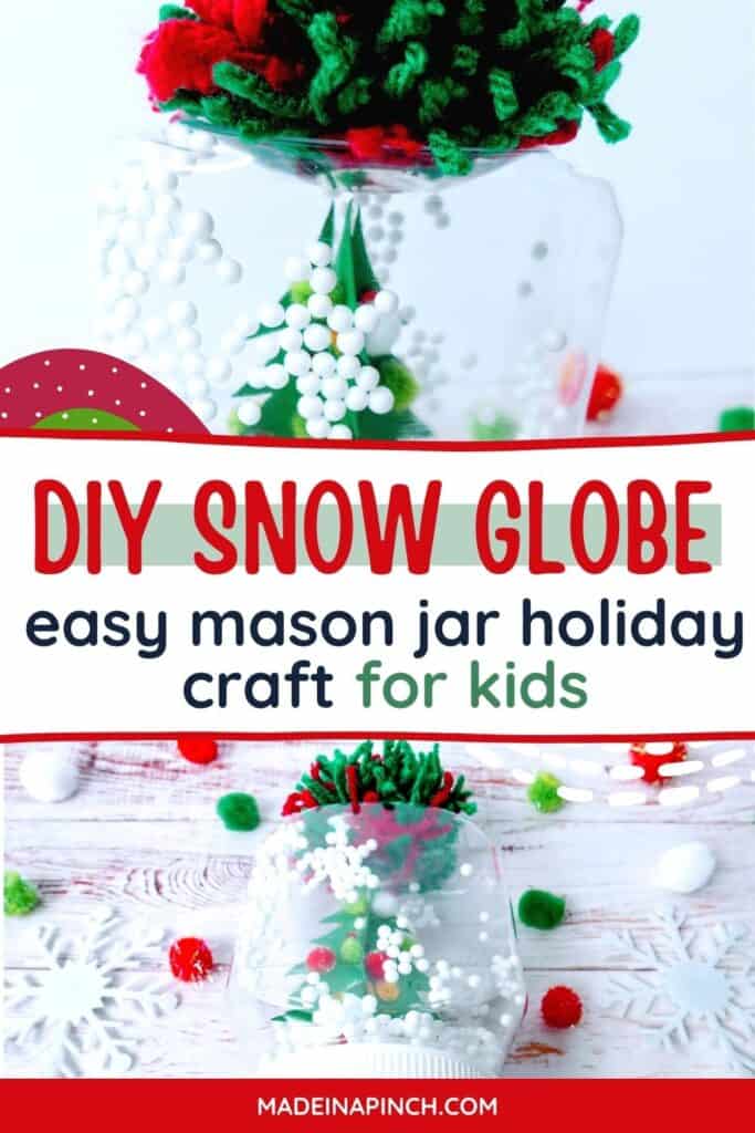 DIY mason jar snow globe pin image