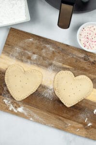 Air Fryer Valentine's Day pop tarts pieced together