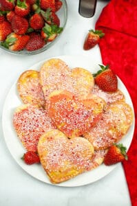 Air Fryer Valentine's Day pop tarts on plate from above