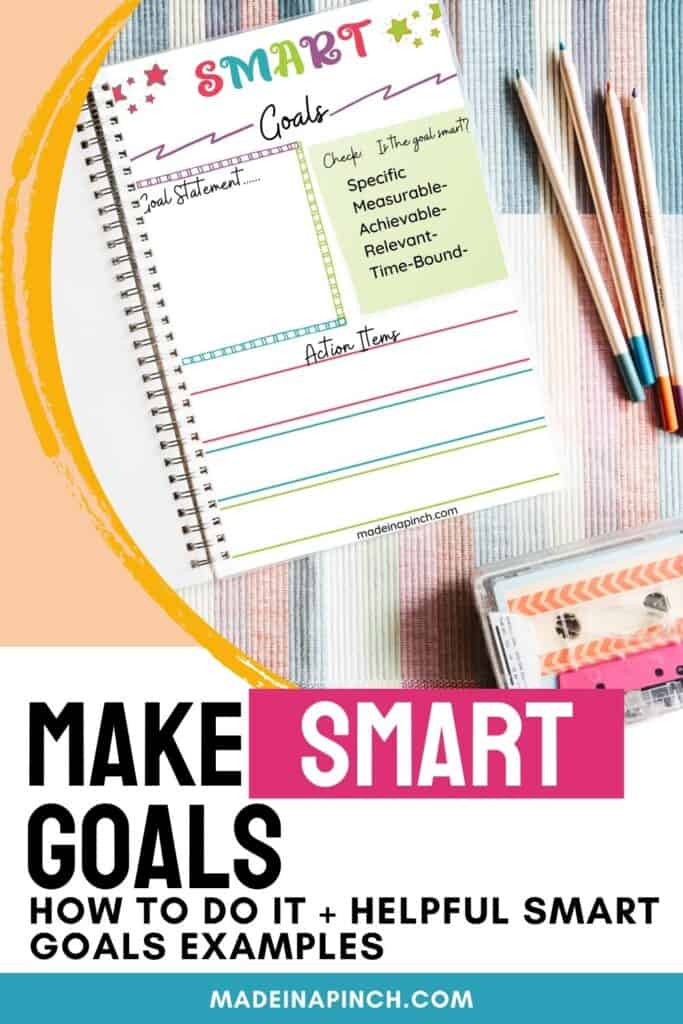 Smart goals worksheet pin image