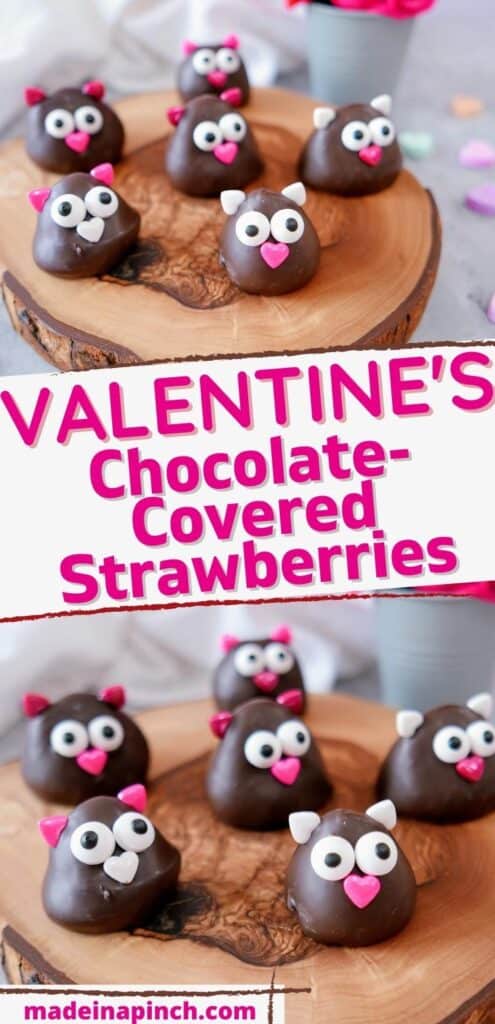 Valentine's chocolate-covered strawberries long pin image