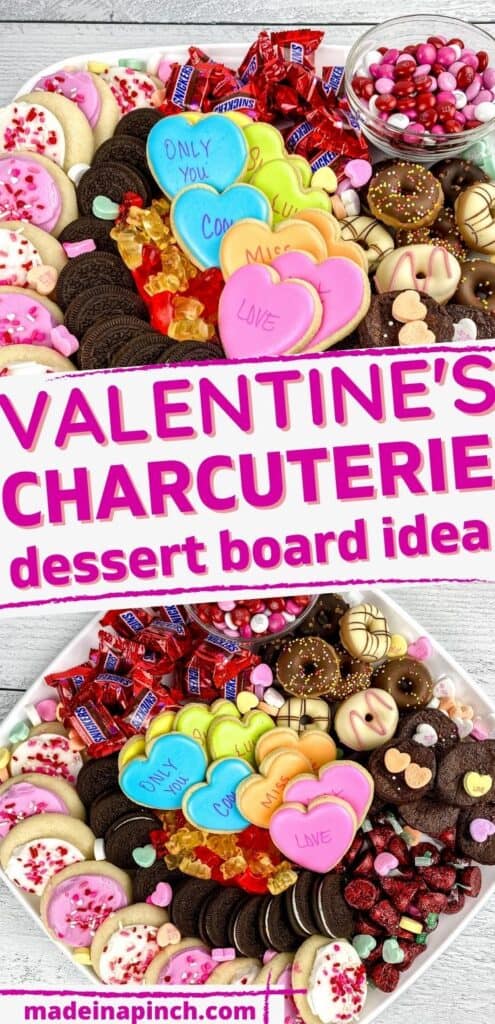 Valentine's Day dessert charcuterie board long pin