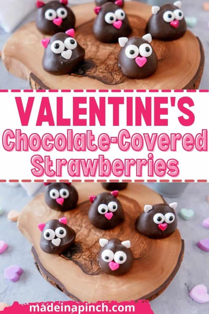 Valentine's chocolate-dipped strawberries pin image