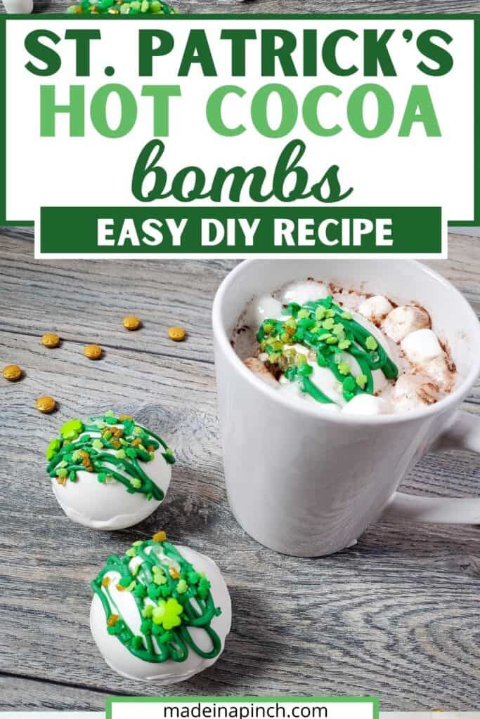 St. Patrick's Day hot cocoa bombs pin image