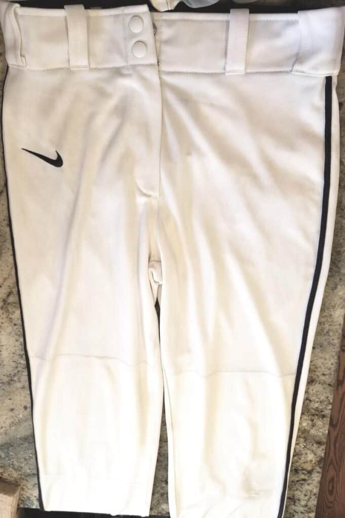 Baseball mom trick: a clean pair of white baseball pants (without taking all day to scrub)