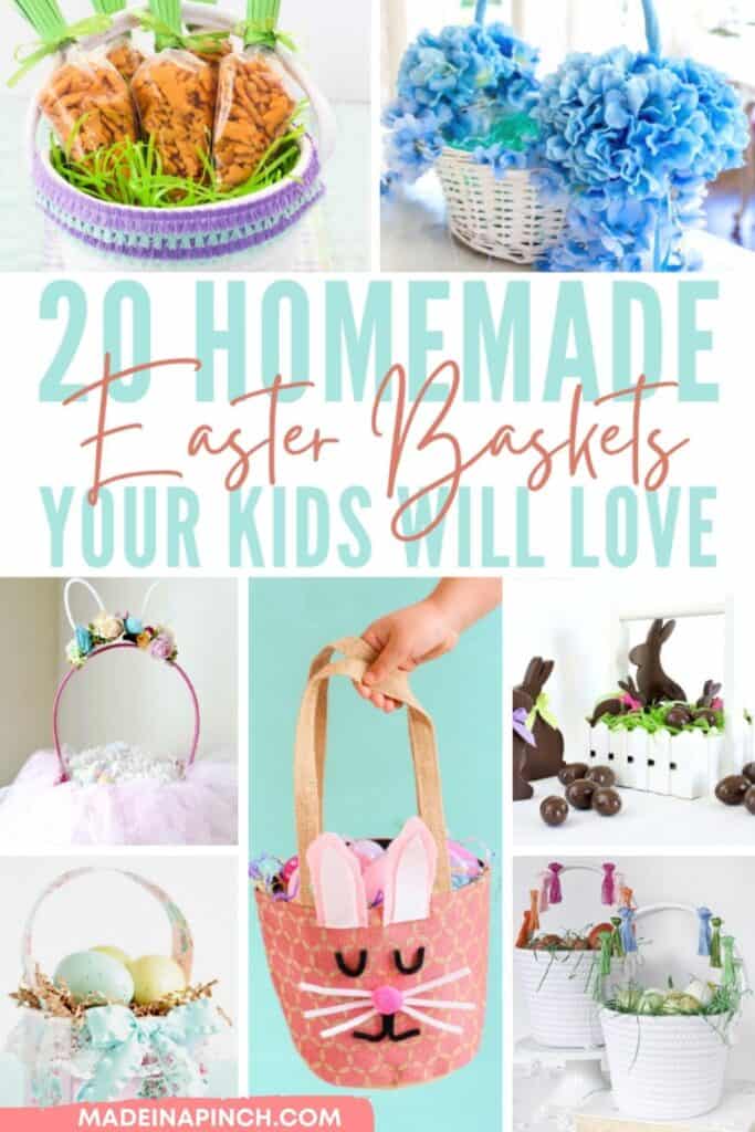 Making homemade Easter baskets isn't as common today as it once was, but it's still a fun and easy project! This year try making your own DIY Easter baskets using these simple but creative ideas as inspiration! No matter what kind of Easter baskets you're looking for, there are plenty of homemade Easter Basket ideas to choose from! #easter #diy #easterbaskets #homemade #madeinapinch