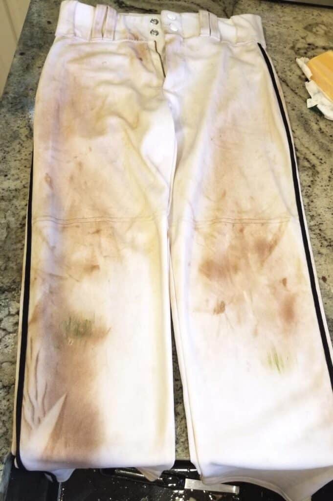 dirty pair of white baseball pants