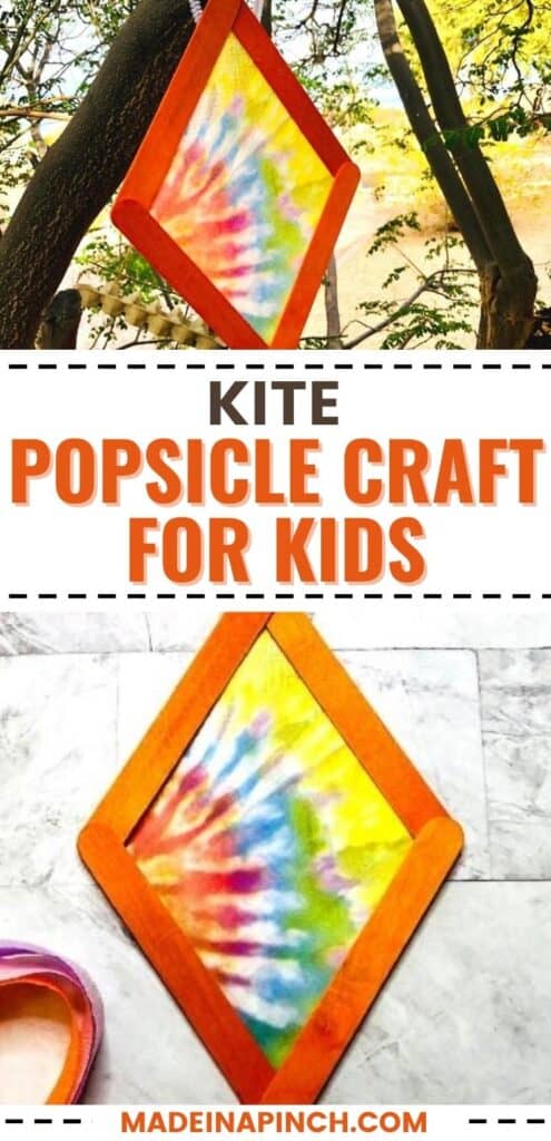 colorful kite popsicle stick crafts for kids long pin image